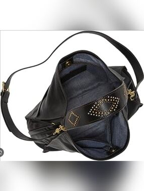 Lucky Brand Y2K Iris Studded Black Leather Shoulder Bag